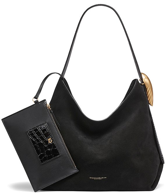 Donna Karan Georgette Suede Hobo Shoulder Bag