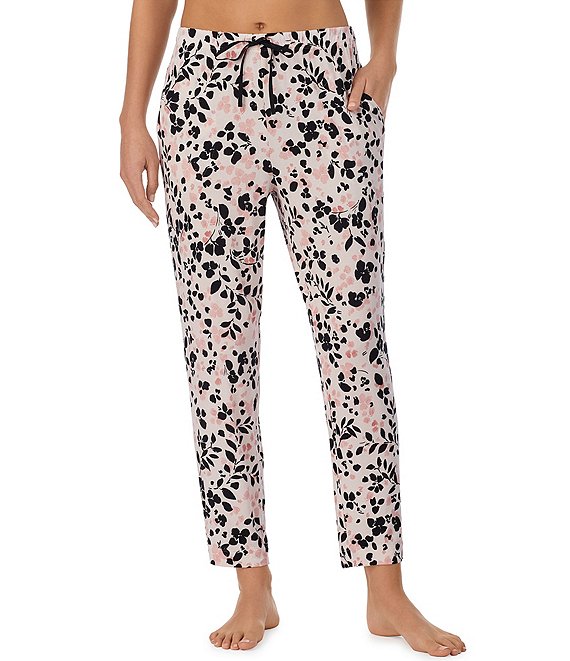 Donna Karan Jersey Knit Floral Print Cropped Coordinating Sleep Pant ...