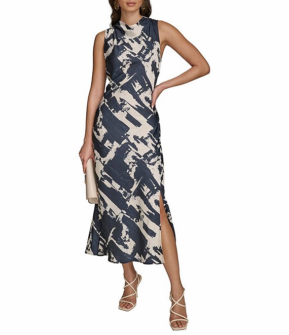 Floral Jacquard With Side Ruffle Gown | Gown | Donna Karan