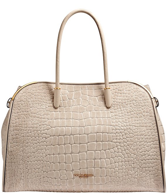 Donna Karan Satin Croc Suede Tote Bag