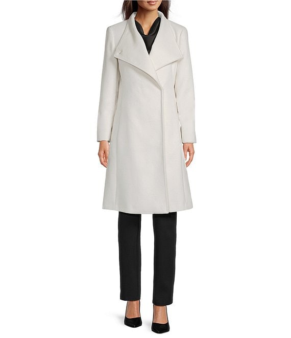 DKNY by Donna Karan Shawl Collar One Button Wool Blend Coat