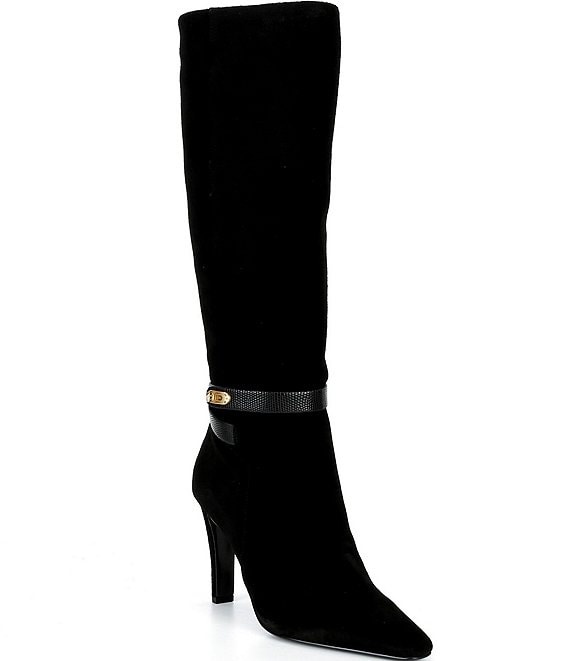 Donna Karan Sherice Suede Stiletto Heel Tall Boots