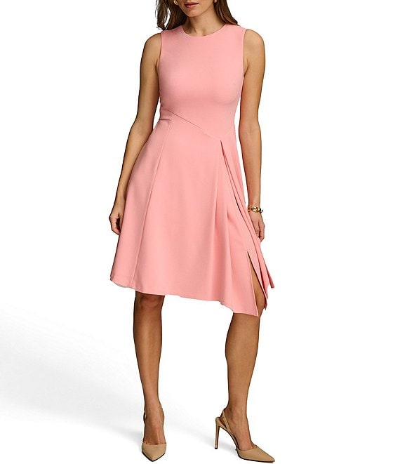 Donna Karan Sleeveless Crew Neck Asymmetrical Hem Skirt Dress | Dillard's
