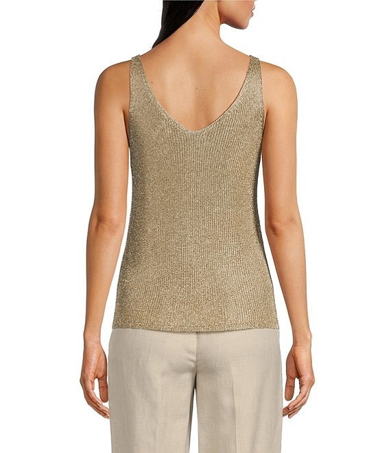 美品_DONNA KARAN NEW YORK スパンコールタンクトップ Donna Karan Sleeveless Metallic Knit Tank | Dillard's