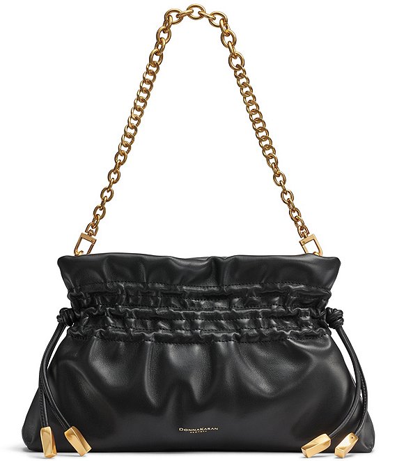 Donna Karan Southold Slouchy Drawstring Leather Shoulder Clutch