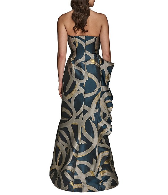 Donna Karan Strapless Abstract Print Jacquard Dress