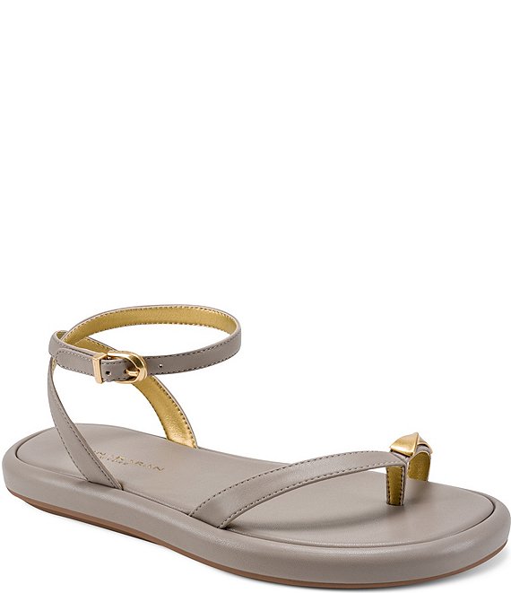 Donna Karan Tabitha Ankle Wrap Toe Loop Hardware Detail Sandals