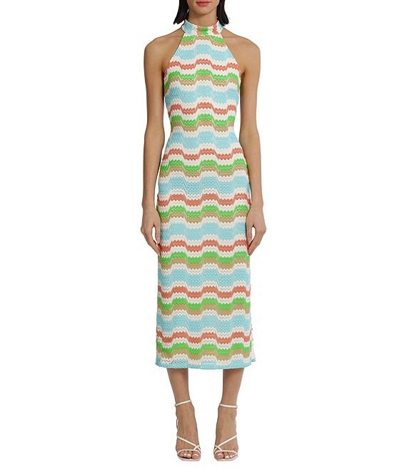 DONNA MORGAN Brown/Cream Tribal Pattern Sleeveless Knee Length 100% Linen  Dress