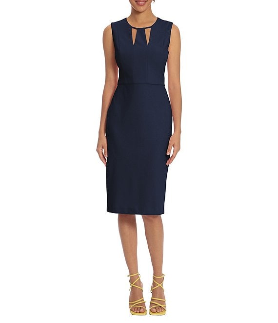 Donna Morgan Cut Out Crew Neck Sleeveless Stretch Crepe Sheath Dress ...