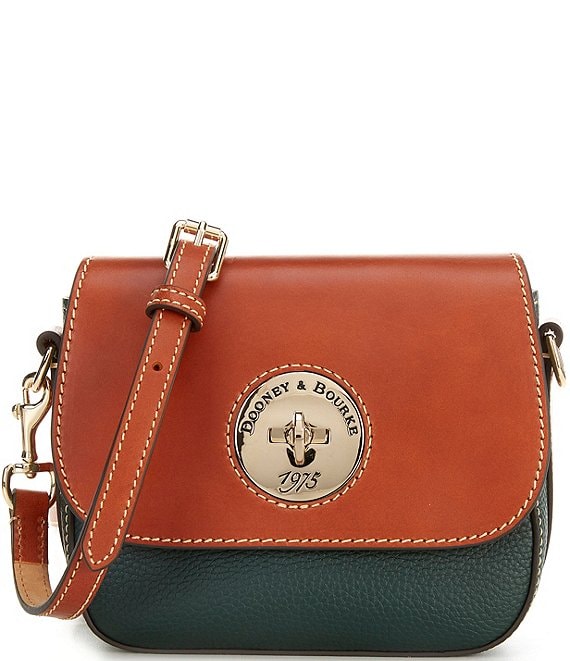 Dooney & Bourke Pebble Turnlock Flap Saddle Crossbody Bag, Forest - Image 1