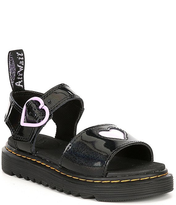 Dr. Martens Girls' Marlowe Hearts Glitter Patent Sandals (Toddler ...