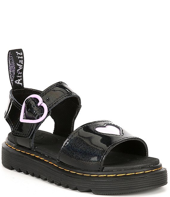 Dr. Martens Girls' Marlowe Hearts Glitter Patent Sandals (Youth ...