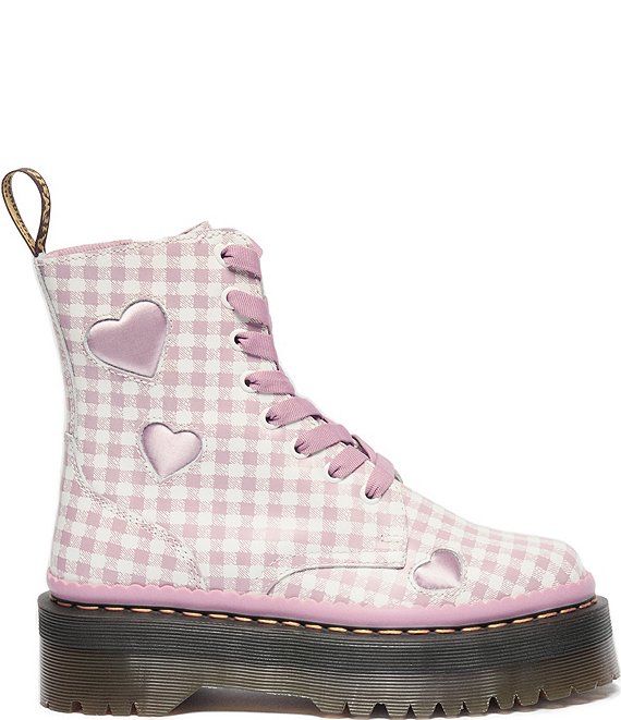 Dr. Martens Jadon Heart Gingham Leather Platform Boots | Dillard's