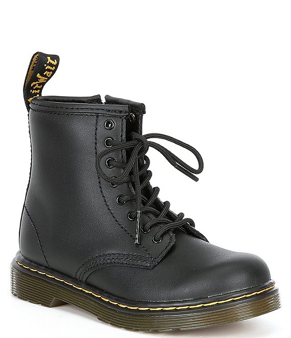 Color:Black - Image 1 - Kids' 1460 Softy T Leather Lace-Up Combat Boots (Toddler)
