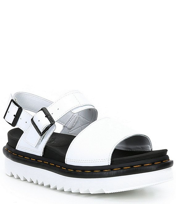 Color:White - Image 1 - Voss Leather Flatform Sandals