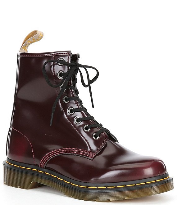 1460 Women's Smooth Leather Lace Up Boots in Cherry Red