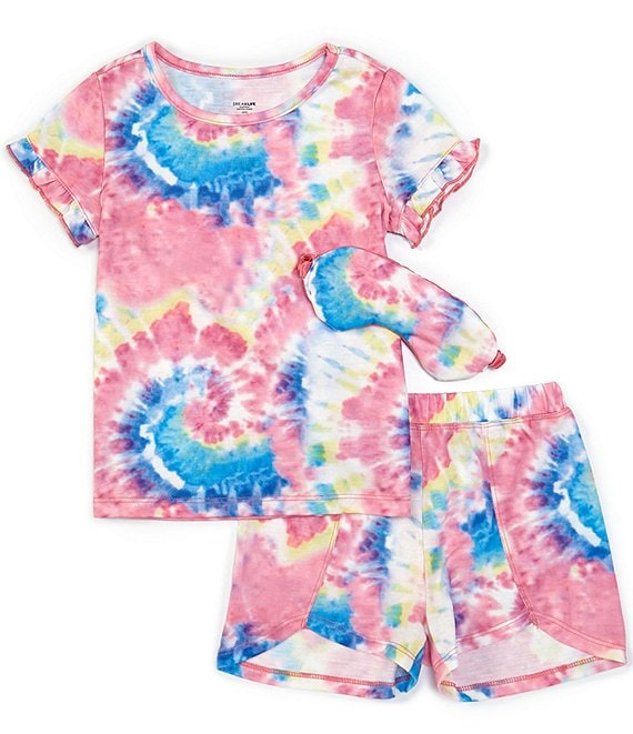 Dream Life Little/Big Girls 2T-16 Swirl Tie-Dye 3-Piece Pajamas Set
