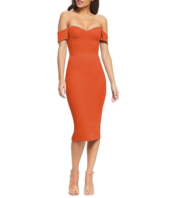 Dress the Population Bailey Off-the-Shoulder Sweetheart Neck Sheath ...
