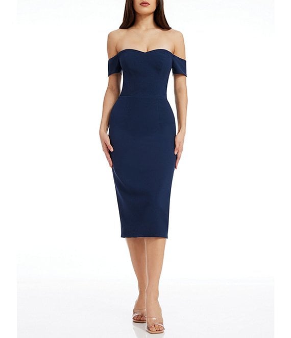 Dress the Population Bailey Off-the-Shoulder Sweetheart Neck Sheath ...