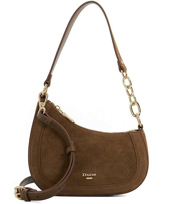 Dune London Direction Angular Suede Shoulder Bag