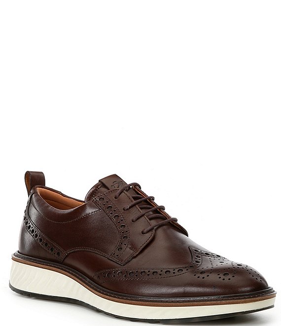 Ecco Men's ST. 1 Hybrid Wingtip Leather Lace Dress Shoe in Cocoa