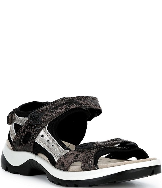 ECCO Offroad Yucatan Snake Print Leather Adjustable Strap Sandals