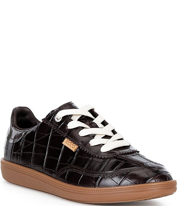 ECCO Soft 11 Croco Embossed Leather Lace Up Sneakers