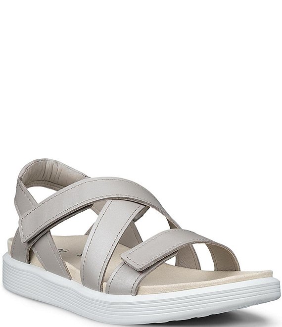 ECCO Women's Soft Cross Strap Leather Slingback Sandals