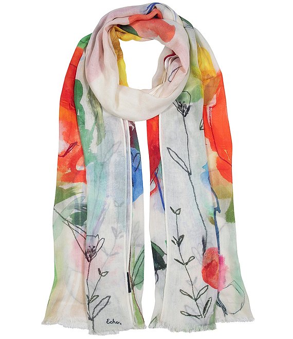 Echo Abstract Floral Scarf Wrap
