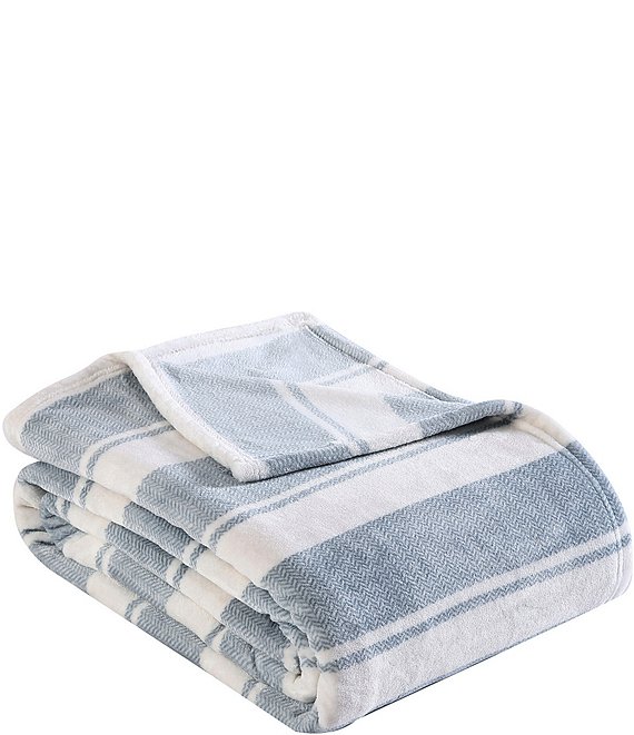 Color:Pebble - Image 1 - Stones Striped Ultra Soft Plush Bed Blanket
