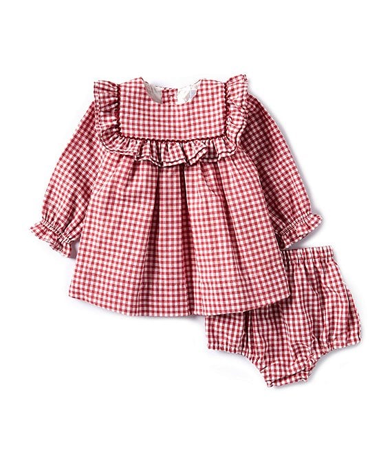 Edgehill Collection Baby Girls 3 24 Months Round Neck Long Sleeve Gingham Dress