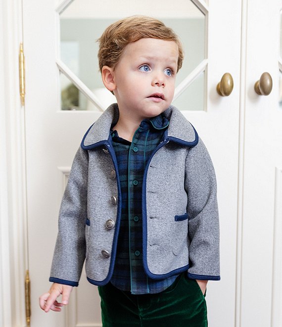 Edgehill Collection x Darby Fallon Clark Little Boys 2T 7 Gene Wool Blend Car Coat Grey Dillard s Exclusive6