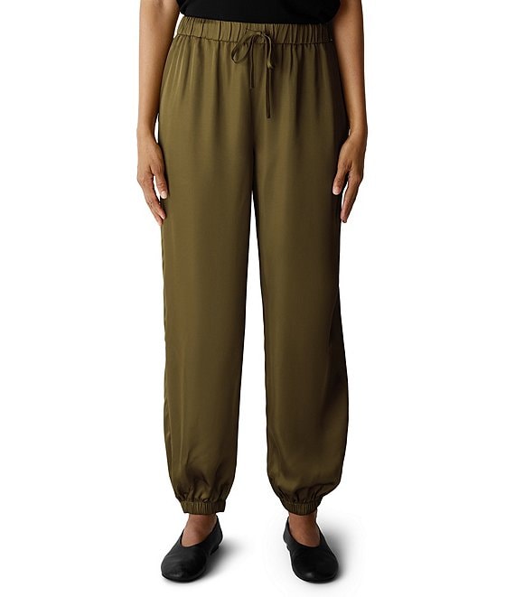 Eileen Fisher Elastic Waist Drawstring Pull-On Ankle Jogger Pants