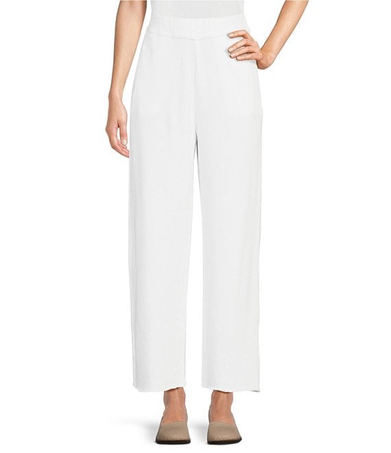 Eileen Fisher Knit French Terry Organic Cotton Straight-Leg Pull-On Slouchy  Ankle Pants