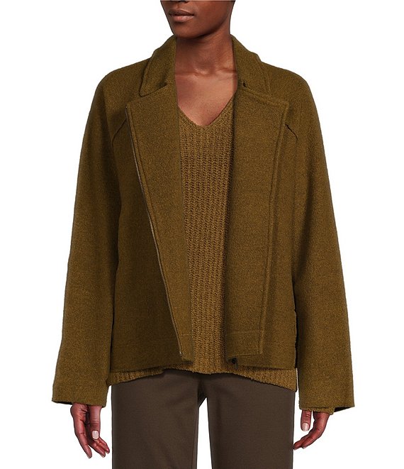 EILEEN FISHER Felted Merino Doubleknit Notch Collar deals Jacket, size L