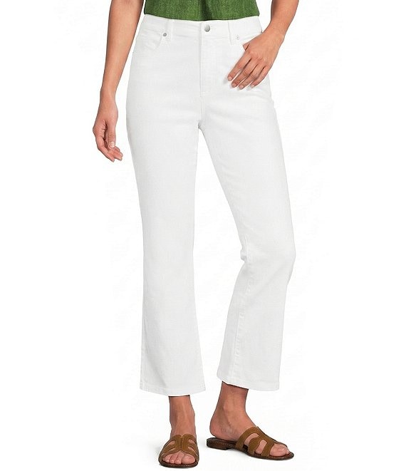 Eileen Fisher Organic Coton Blend Stretch Mid Rise Denim Slim Ankle Kick Jeans