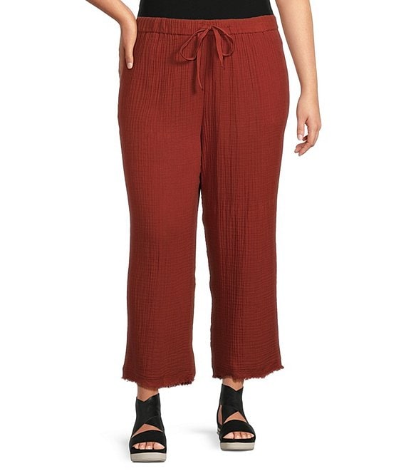 Felina  Organic Cotton Stretch Wide Leg Roll Over Pant (Pebble, X-Small)  at  Women's Clothing store