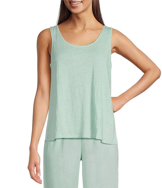 Eileen Fisher Organic Linen Jersey Scoop Neck Sleeveless Tank Dillard s