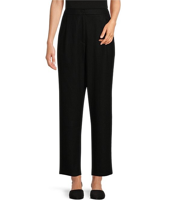 Eileen Fisher Petite Size Boiled Wool Pleated Tapered Ankle Pants ...