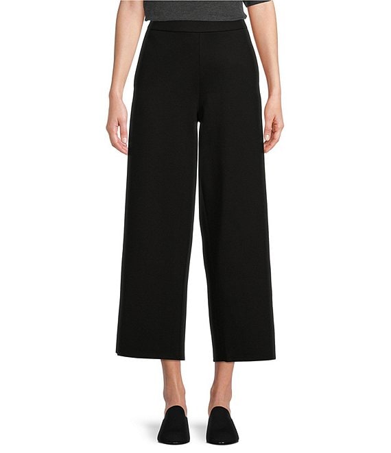 Eileen Fisher Petite Size Stretch Ponte High Waisted Wide Leg Pants ...