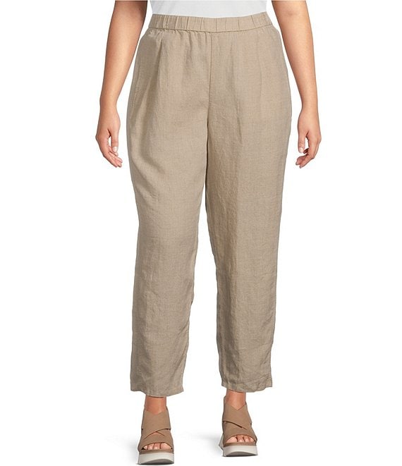 LINEN PULL-ON PANTS, NATURAL