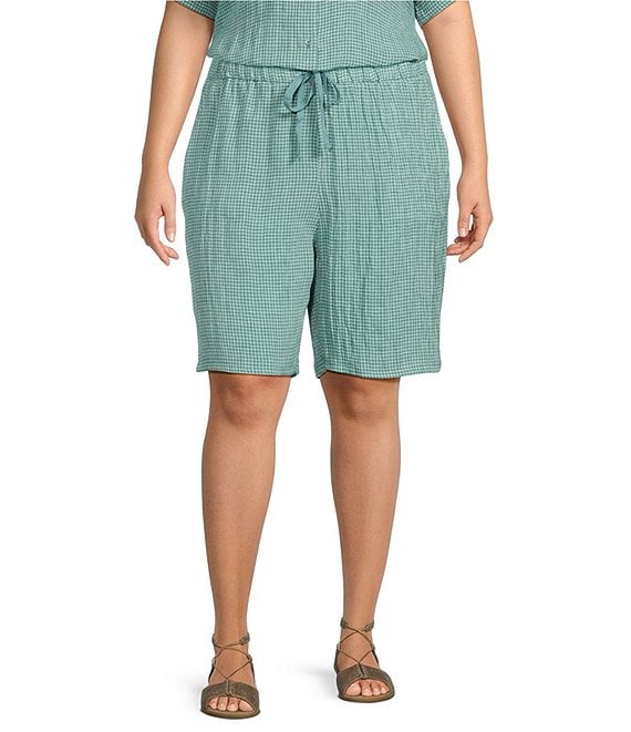 Eileen Fisher Plus Size Organic Linen Coordinating Mid Rise Shorts