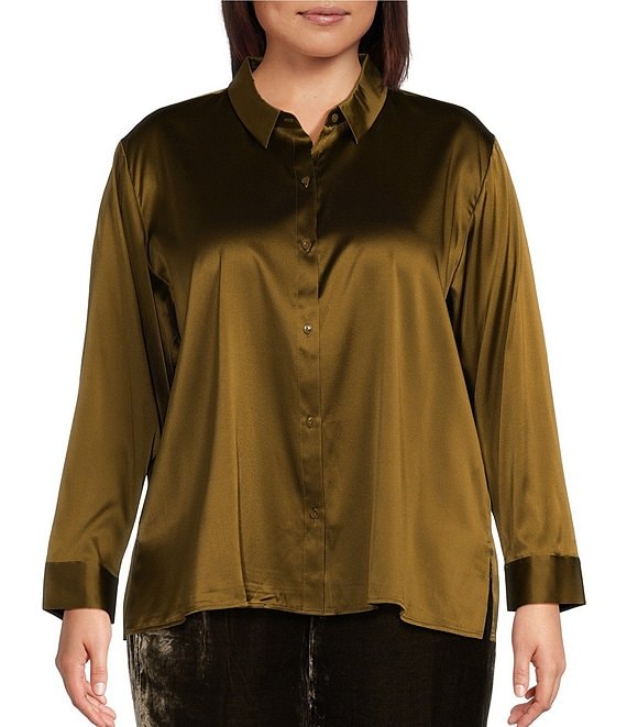 Eileen Fisher Silk outlets Button Up