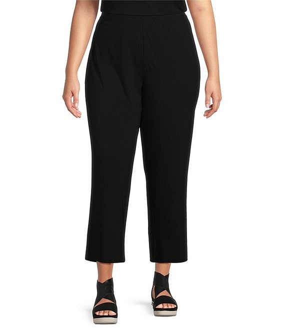 Eileen Fisher Plus Size Tencel Jersey Straight Cropped Pants | Dillard's