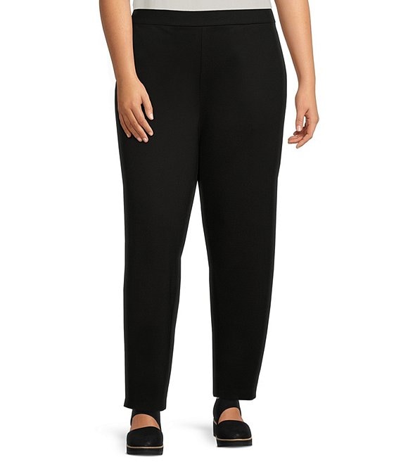 Color:Black - Image 1 - Plus Size Tencel™ Lyocell Knit Jersey Pull-On Lantern Ankle Pants