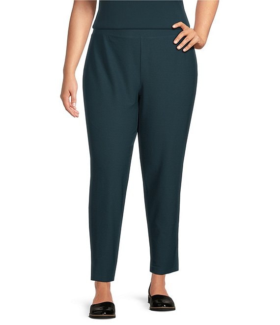 Eileen Fisher Plus Size Washable Stretch Crepe Slim Pull-On Ankle