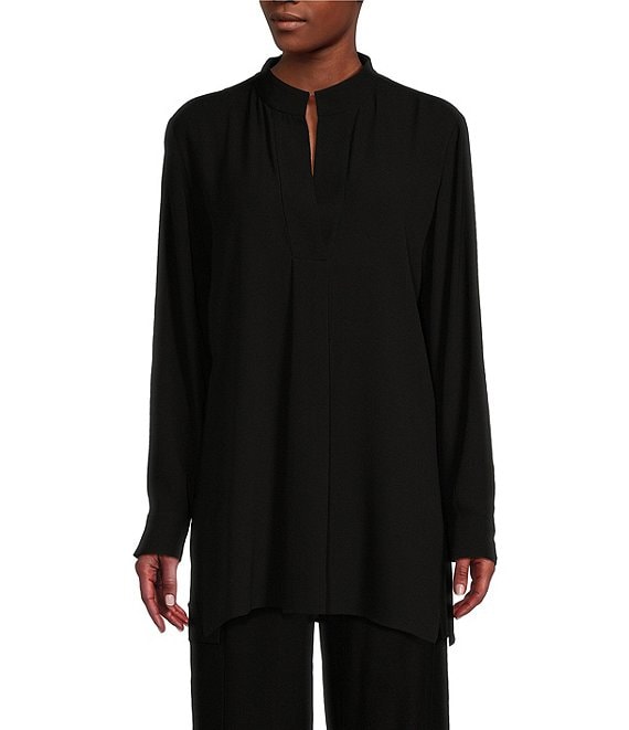 Eileen Fisher long purchases sleeve silk tunic blouse