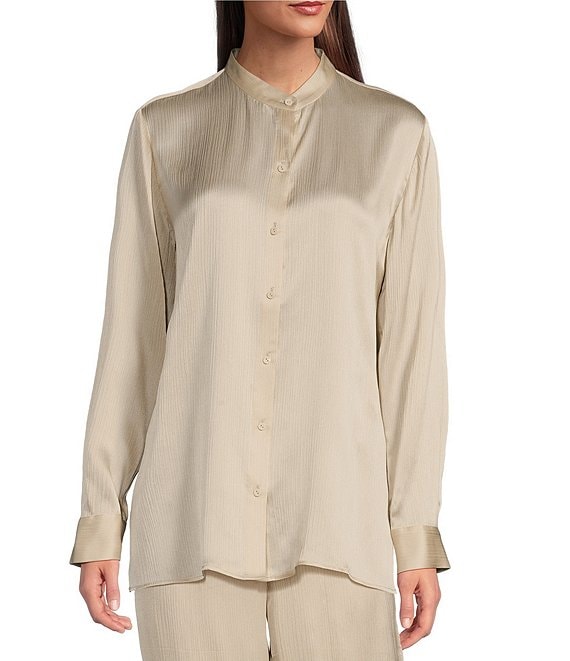 Outlet Eileen Fisher long sleeve silk tunic blouse