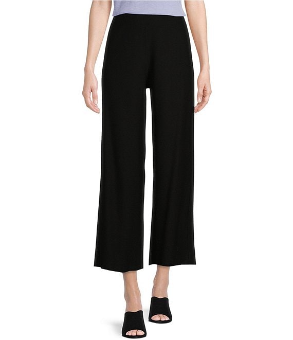 Eileen Fisher Stretch Crepe Elastic Waistband Wide Leg Cropped Pants ...