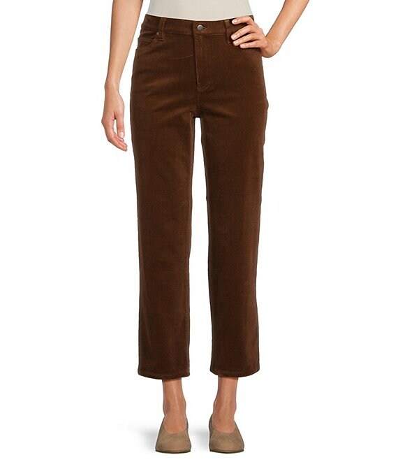 Women's High Waisted Button Zipper Multiple Pockets Corduroy Ankle